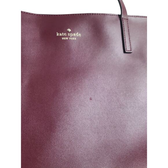 Kate Spade Lawton Way Rose Tote Burgundy Smooth - Picture 3 of 7